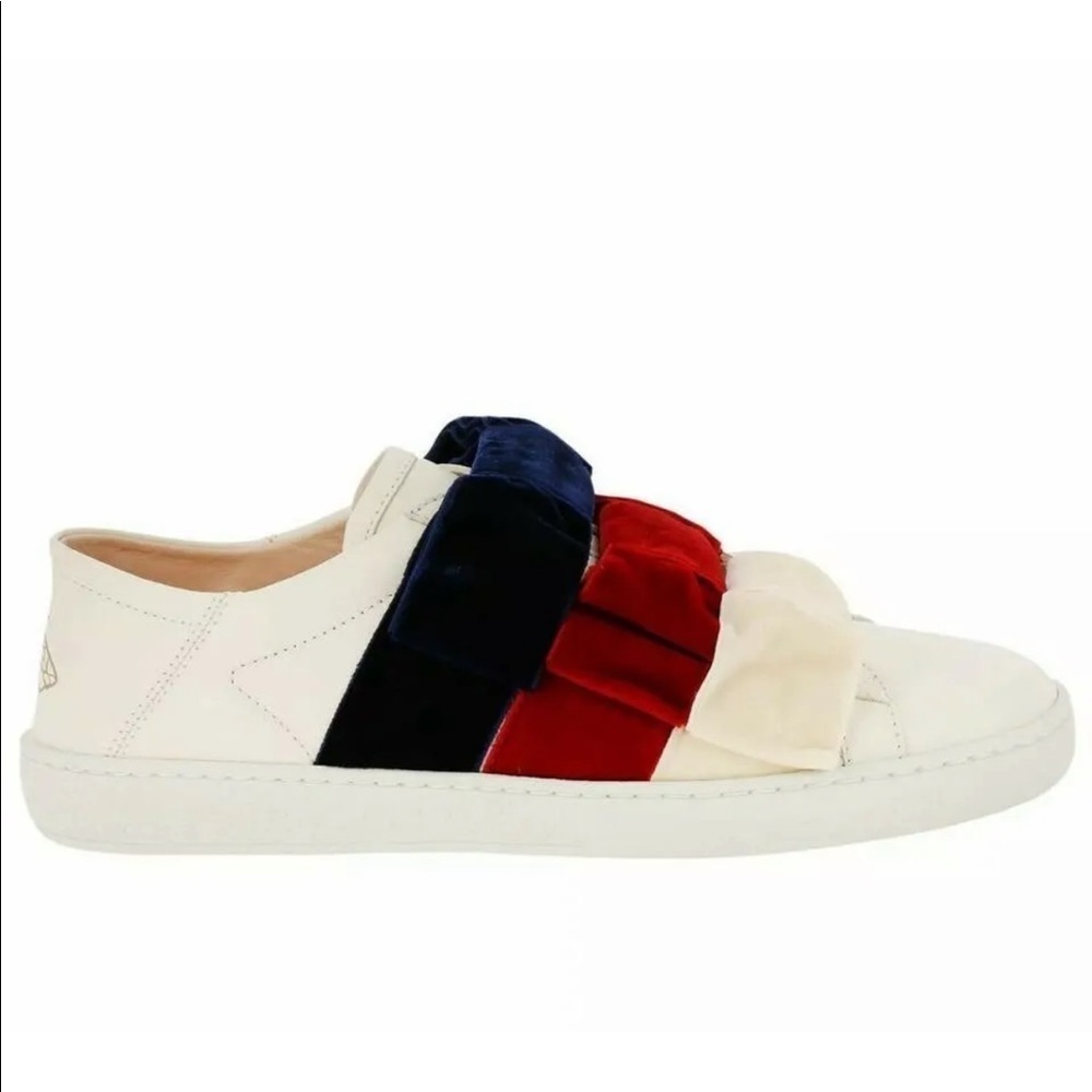 Gucci New Ace 524989 Leather & Velvet Bow Slip-on Bee Women Sneakers Size 35 - Picture 12 of 12